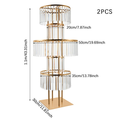 2PCS 5-tier Crystal Flower Stand Wedding Centerpieces Crystal Vases Premium Display Shelf for Party Table Decor Gold/Silver