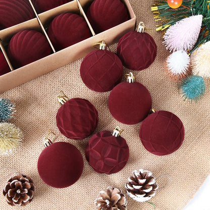 12pcs 6cm Wine Red Christmas Ball Ornaments Christmas Tree Party Decoration New Christmas Spheres Pendant
