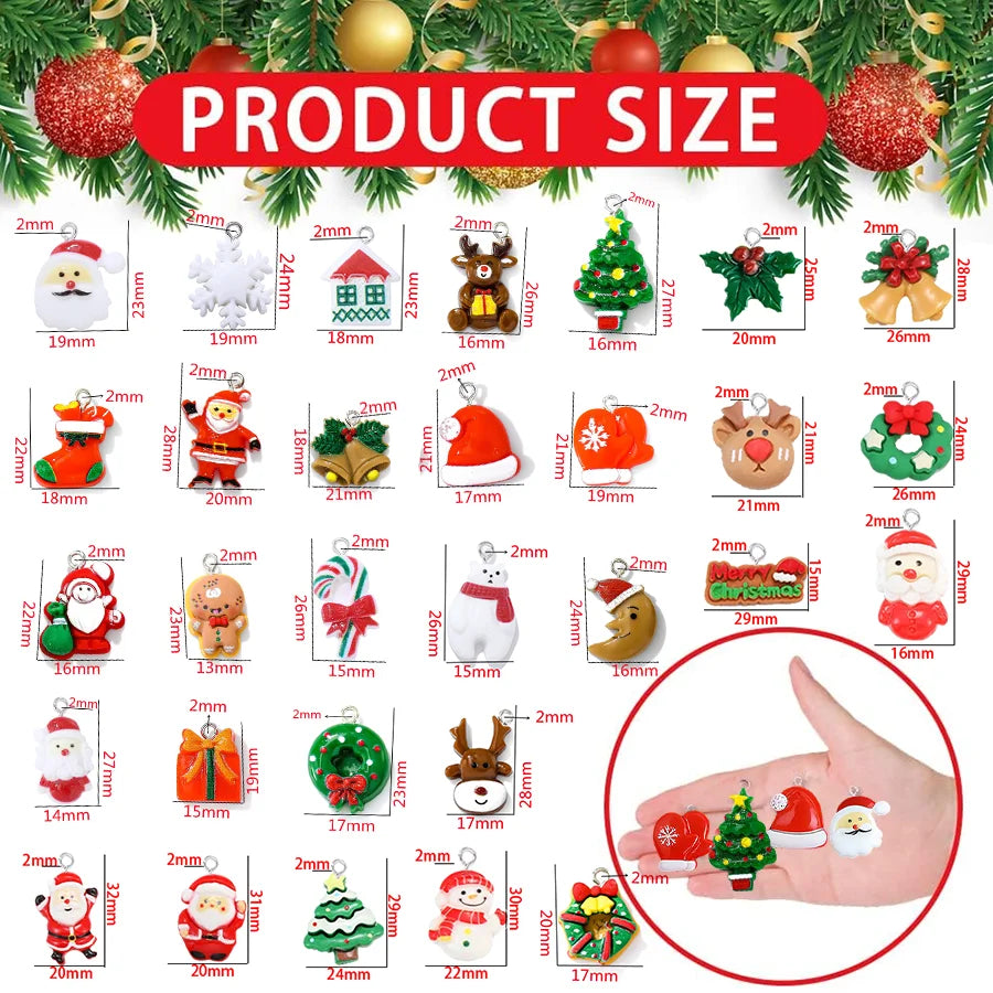 20/30pcs mini DIY Christmas Keychains Christmas Tree Ornaments Resin Miniaturess for Craft Christmas Decor