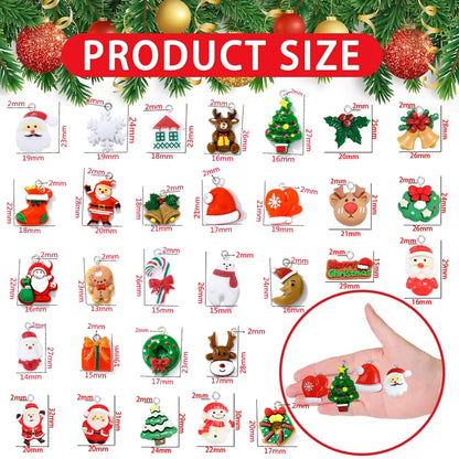 20/30pcs mini DIY Christmas Keychains Christmas Tree Ornaments Resin Miniaturess for Craft Christmas Decor