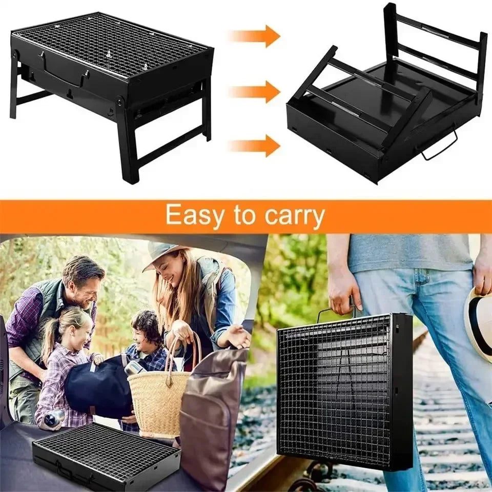 Portable BBQ Charcoal Grill Stainless Steel Small Mini BBQ Tool Kit Outdoor