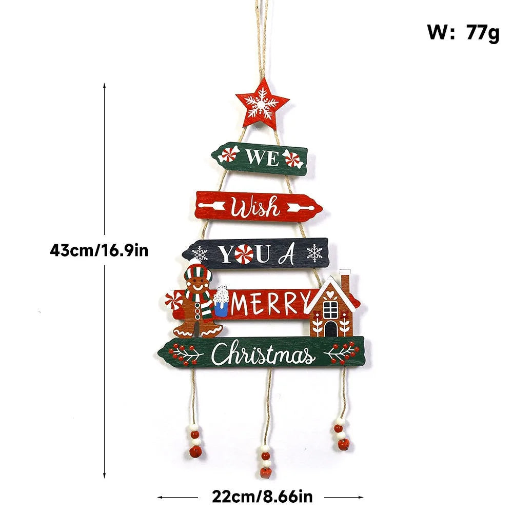 Christmas Hanging Pendant Wooden Crafts Xmas Tree Wall Ornament Natal Navidad Merry Christmas Decor