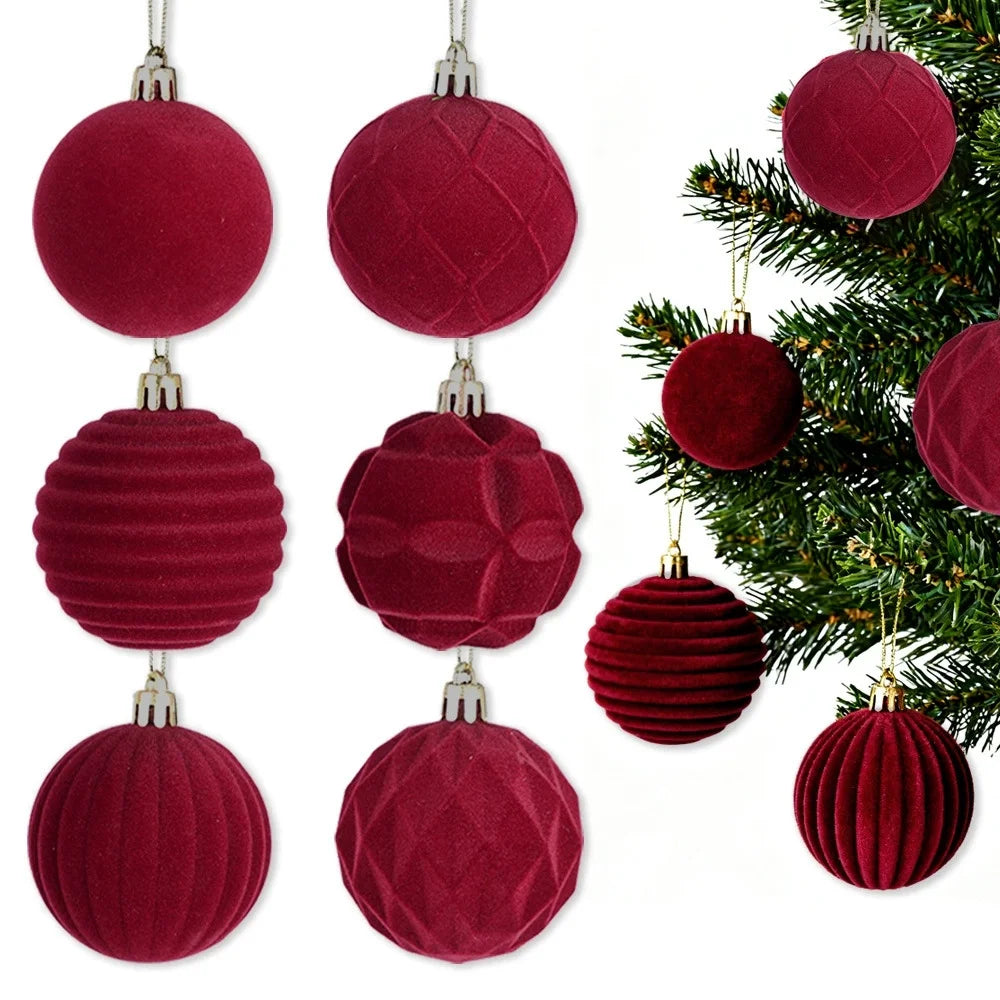 12pcs 6cm Wine Red Christmas Ball Ornaments Christmas Tree Party Decoration New Christmas Spheres Pendant