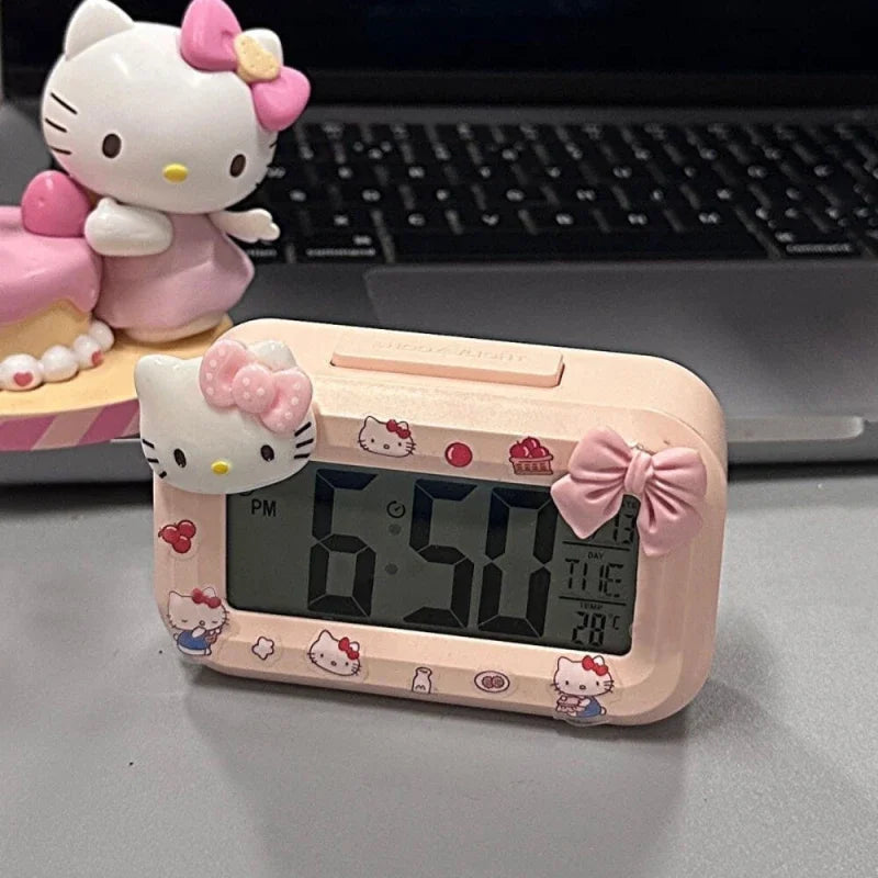 Hello Kitty Alarm Cute Kitty Cat Noctilucent Clocks Cartoon Mini Alarm Clocks