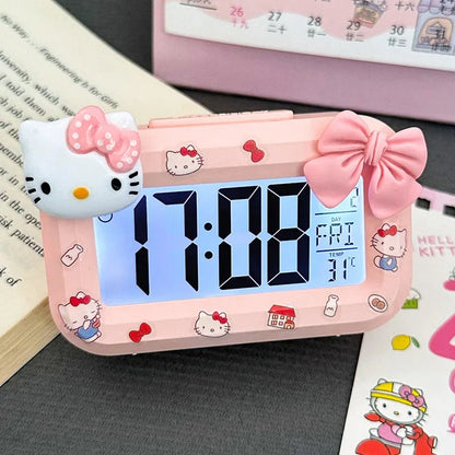 Hello Kitty Alarm Cute Kitty Cat Noctilucent Clocks Cartoon Mini Alarm Clocks