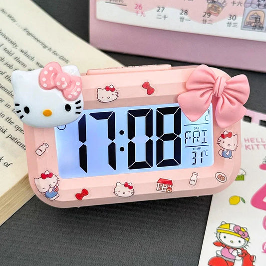 Hello Kitty Alarm Cute Kitty Cat Noctilucent Clocks Cartoon Mini Alarm Clocks