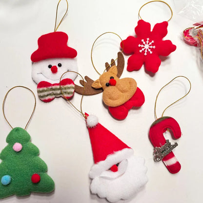 6pcs Christmas Decor Cute Christmas Tree Santa Claus Hanging Ornaments Plush Party Xmas Tree Decor Giving Small Gifts As Gifts