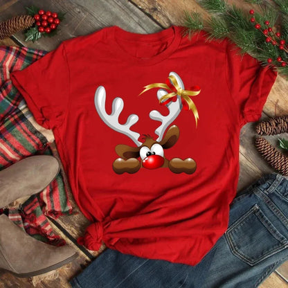 Merry Christmas Women's Short sleeved T-shirt Christmas Tree Santa Claus Letter Print Simple Trendy Trend Women's Clothing