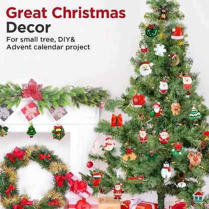 20/30pcs mini DIY Christmas Keychains Christmas Tree Ornaments Resin Miniaturess for Craft Christmas Decor