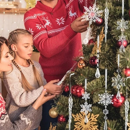 10Pcs Crystal Snowflake Icicle Christmas Decorations Hanging Tree Ornaments for Home Decor New Year Party Supplies Accessories