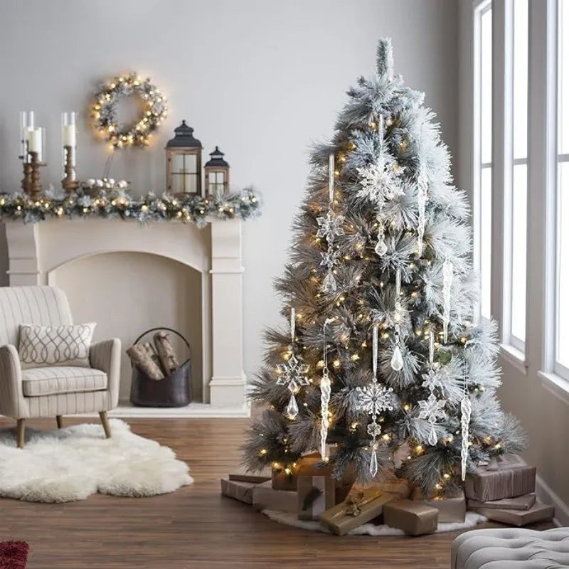 10Pcs Crystal Snowflake Icicle Christmas Decorations Hanging Tree Ornaments for Home Decor New Year Party Supplies Accessories