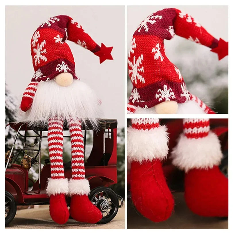 Christmas Faceless Doll Gnome Ornaments LED Light Plush Knitting Crafts Tree Pendant Christmas Decorations for Home Kids Gift