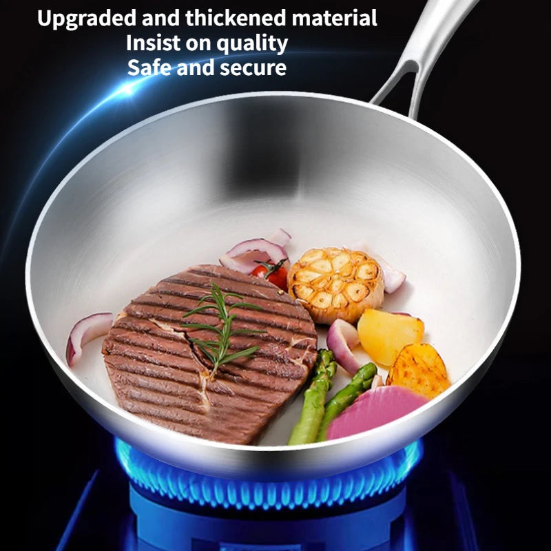 KORDISEN 316 Stainless Steel Frying Pan Upgrade NonStick Pan Uncoated Fried Pot Kitchen Cookware For Gas Stove Induction Cooker