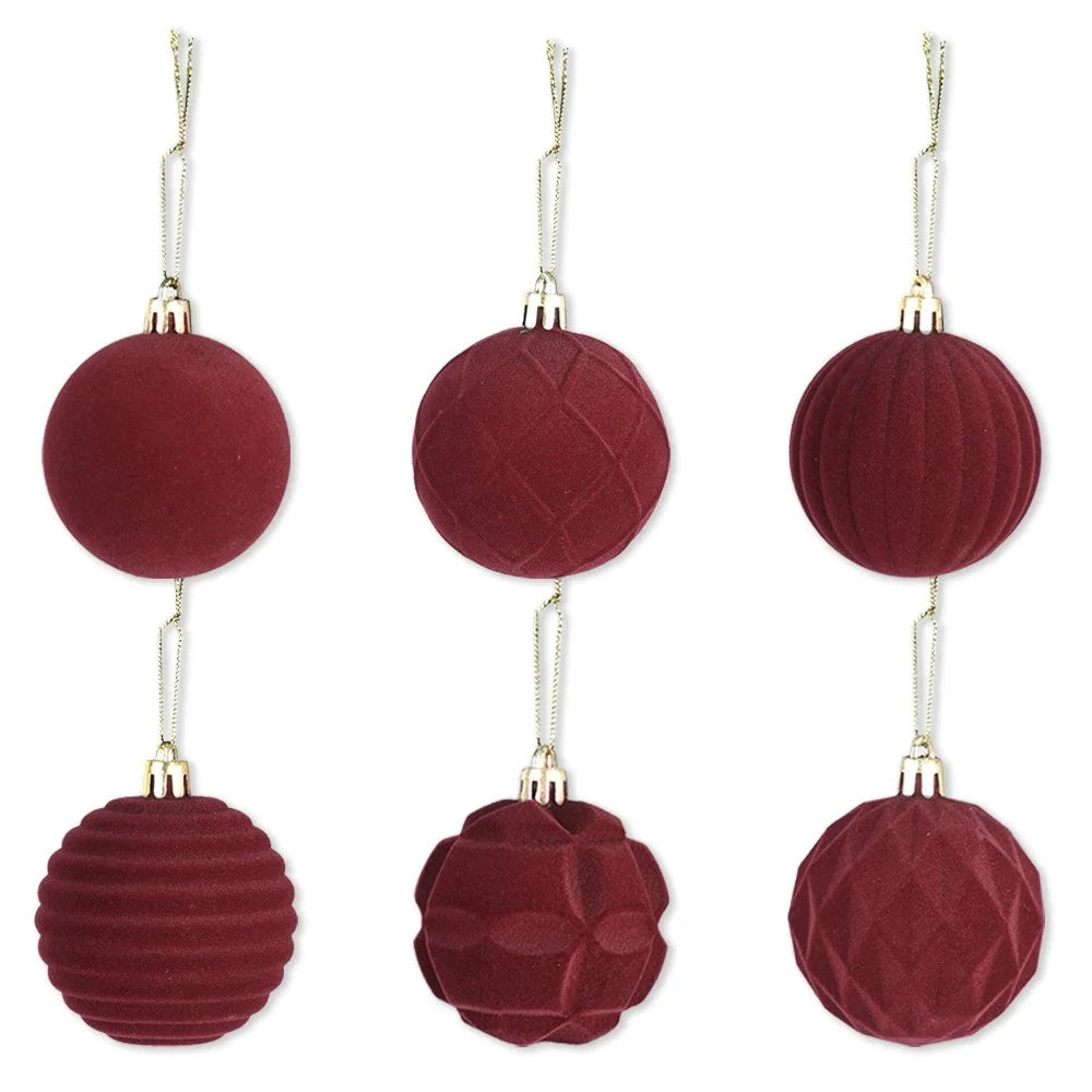 12pcs 6cm Wine Red Christmas Ball Ornaments Christmas Tree Party Decoration New Christmas Spheres Pendant