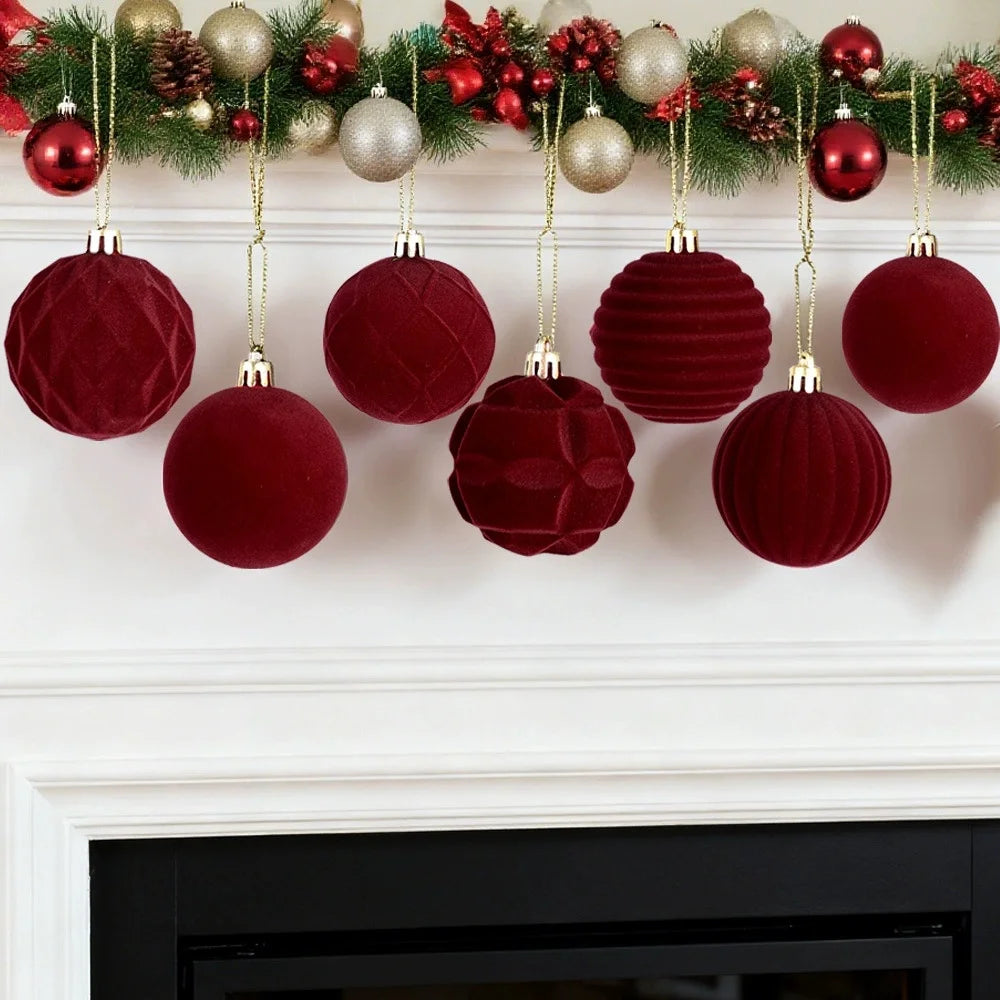 12pcs 6cm Wine Red Christmas Ball Ornaments Christmas Tree Party Decoration New Christmas Spheres Pendant