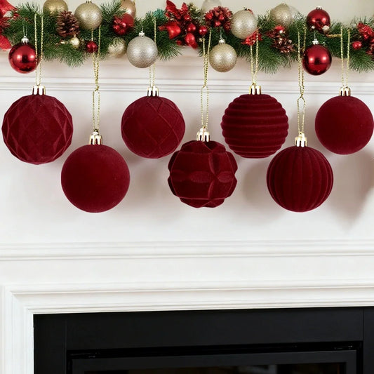 12pcs 6cm Wine Red Christmas Ball Ornaments Christmas Tree Party Decoration New Christmas Spheres Pendant