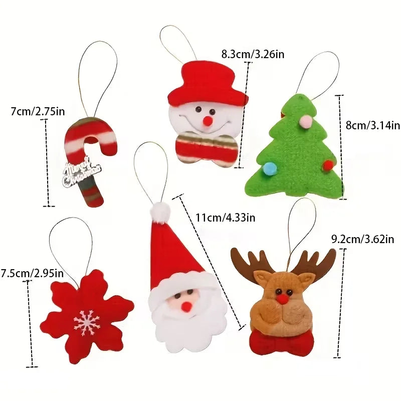 6pcs Christmas Decor Cute Christmas Tree Santa Claus Hanging Ornaments Plush Party Xmas Tree Decor Giving Small Gifts As Gifts