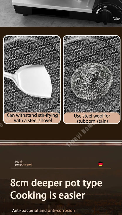 316 Stainless Steel Frying Pan Wok Non-stick Cooking Honeycomb Steak Gas Stove Pot