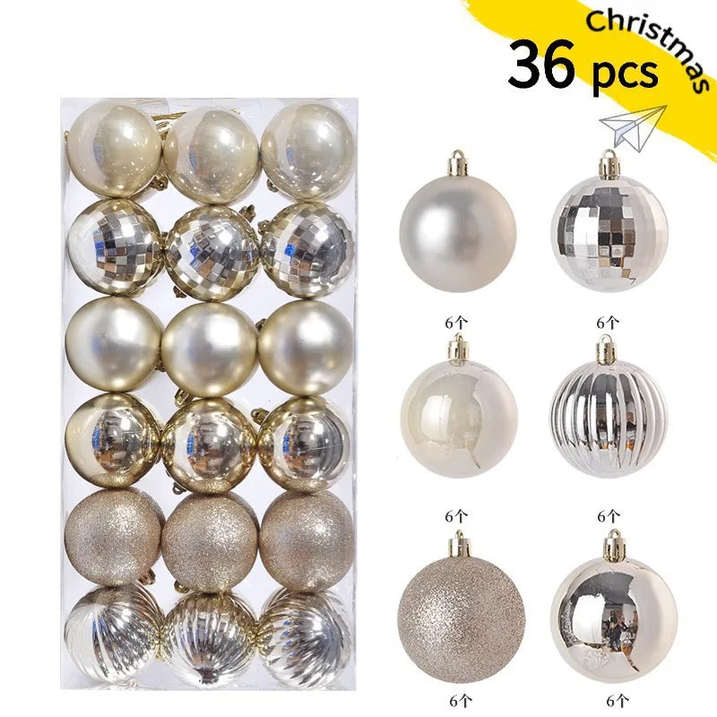 24 Piece Set Gold 3cm Christmas Ball Ornaments Unbreakable Christmas Hanging Balls for Christmas Tree Holiday Wedding Party