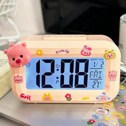 Hello Kitty Alarm Cute Kitty Cat Noctilucent Clocks Cartoon Mini Alarm Clocks
