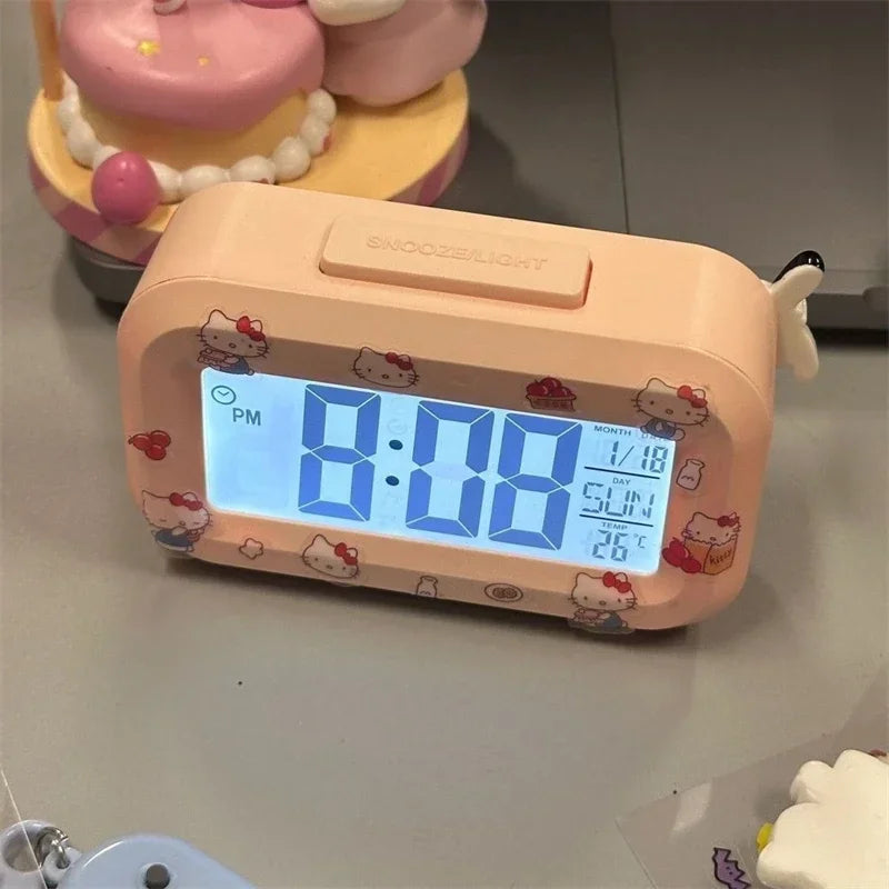 Hello Kitty Alarm Cute Kitty Cat Noctilucent Clocks Cartoon Mini Alarm Clocks