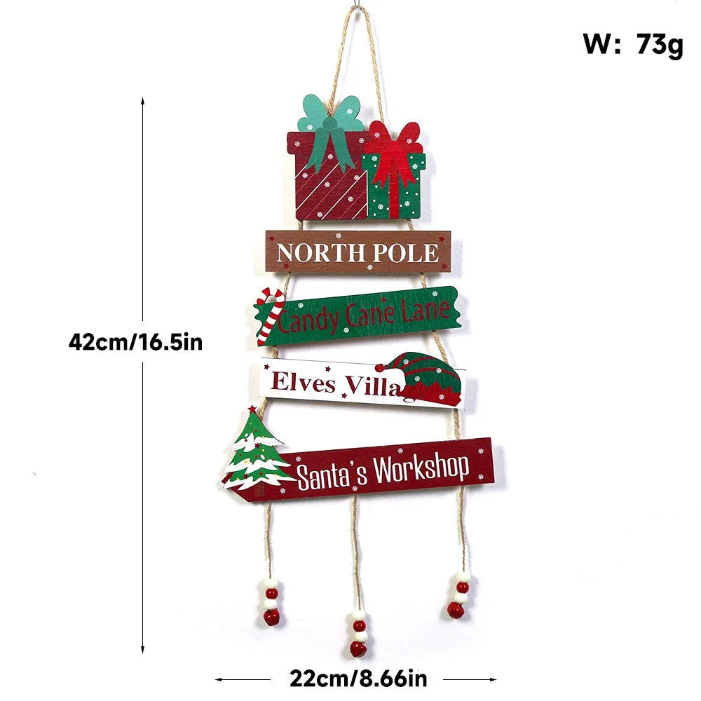Christmas Hanging Pendant Wooden Crafts Xmas Tree Wall Ornament Natal Navidad Merry Christmas Decor