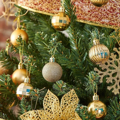 24 Piece Set Gold 3cm Christmas Ball Ornaments Unbreakable Christmas Hanging Balls for Christmas Tree Holiday Wedding Party