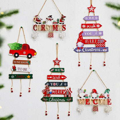 Christmas Hanging Pendant Wooden Crafts Xmas Tree Wall Ornament Natal Navidad Merry Christmas Decor