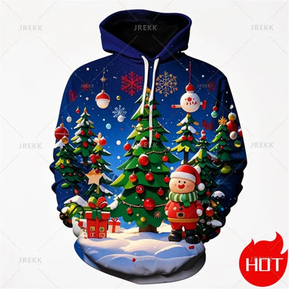 Fashion New 3D Happy Christmas Printing New In Hoodies Sweatshirts Cute Snowmen Christmas Ornament Graphic Pullovers Clothing