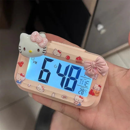 Hello Kitty Alarm Cute Kitty Cat Noctilucent Clocks Cartoon Mini Alarm Clocks